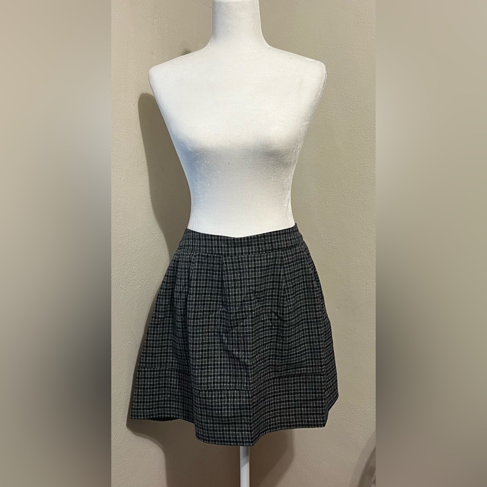 Classic Black, Navy and Gray Plaid Skirt